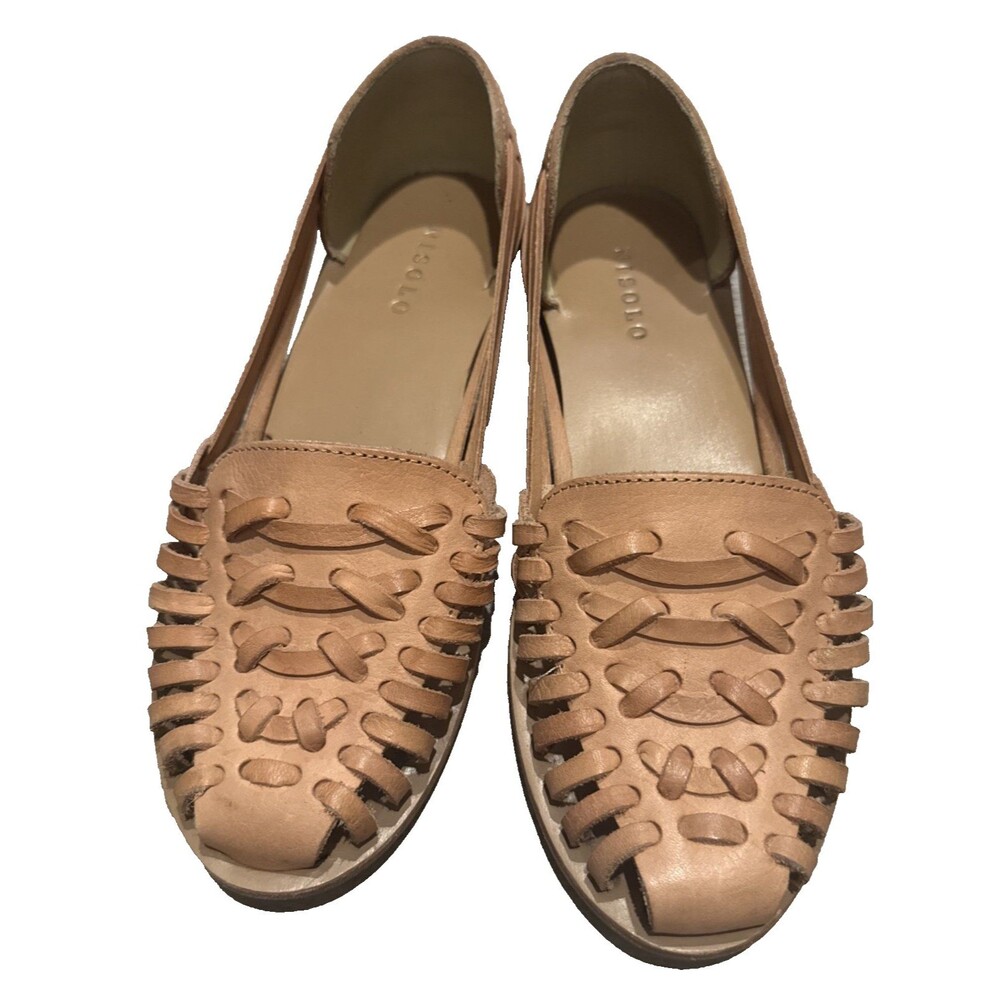 Nisolo Tan Woven Leather Sandal Flats